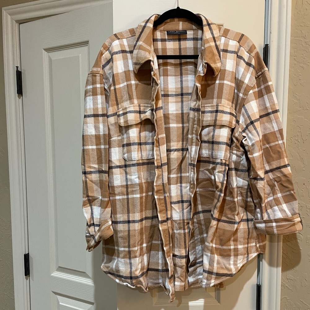Lane Bryant heavy shacket gold black plaid size 22/24
